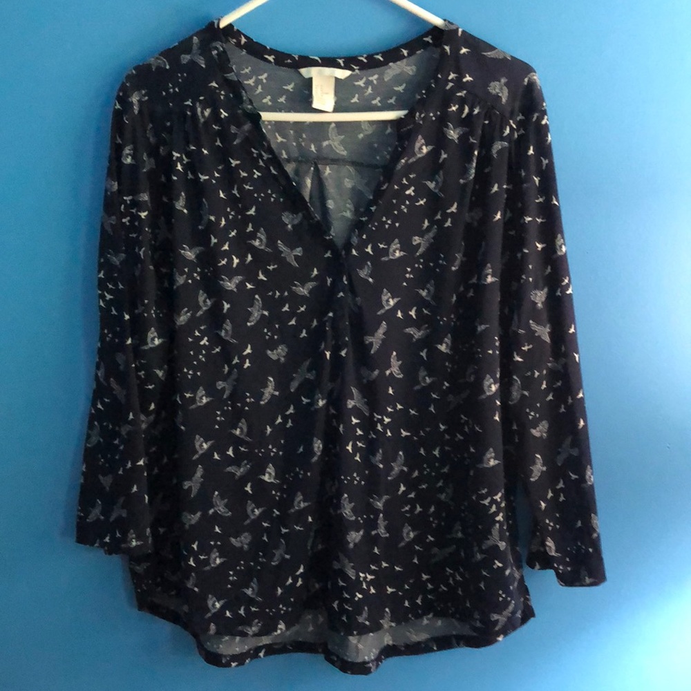 Long sleeve top with birds